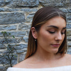 White Cubic Zirconia Star Drop Huggie Earring in Gold