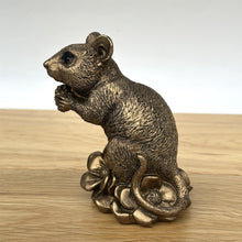 Load image into Gallery viewer, Bronze Mouse Holding Berry
