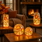 Crackle Autumn Leaves LED Vase, Tube & Balls