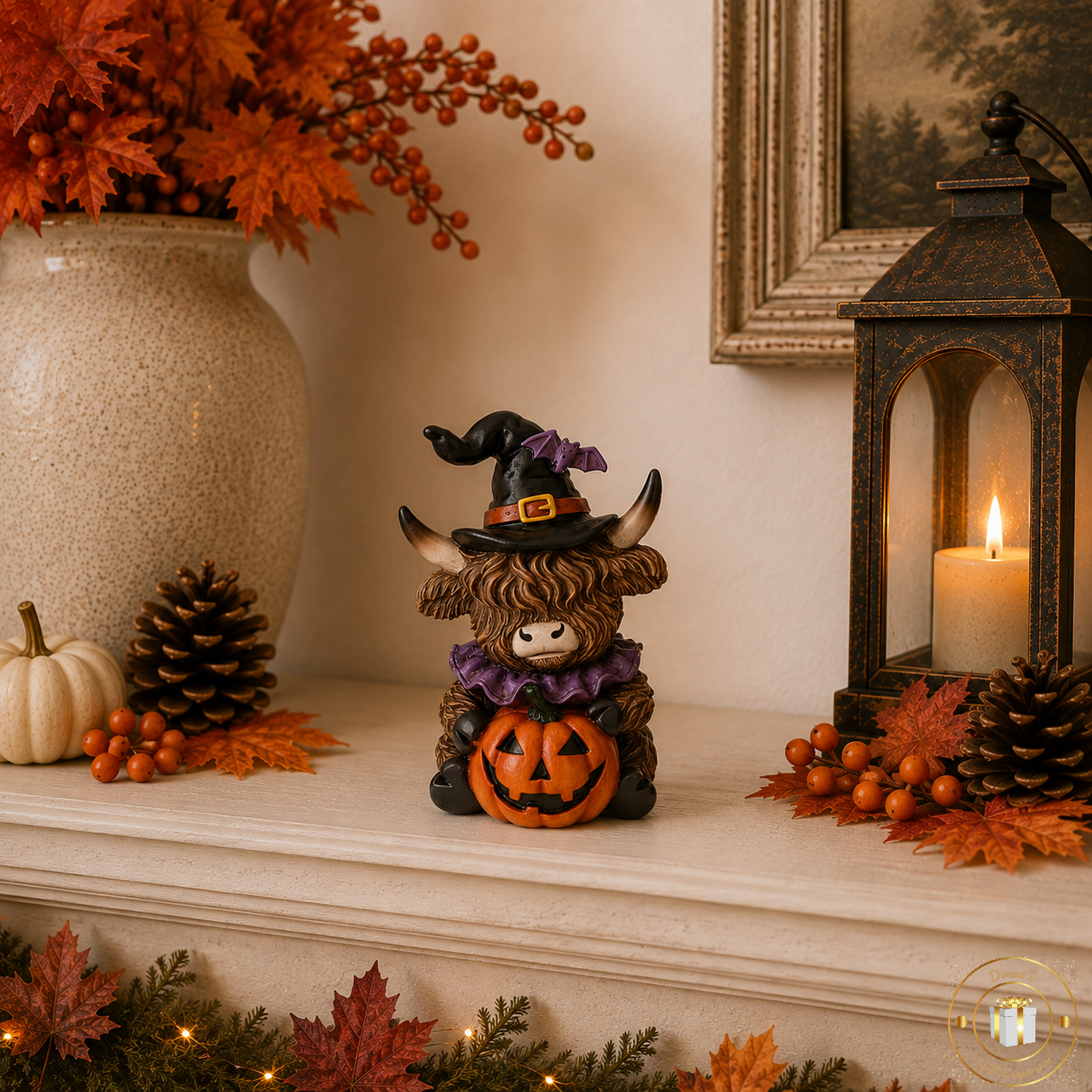 Halloween Highland Cow Ornaments – Pumpkin or Skull