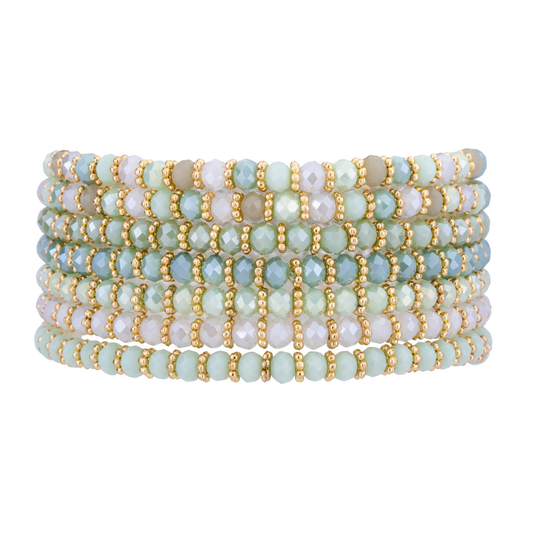 Venus Crystal Elasticated Bracelet - Gold & Green