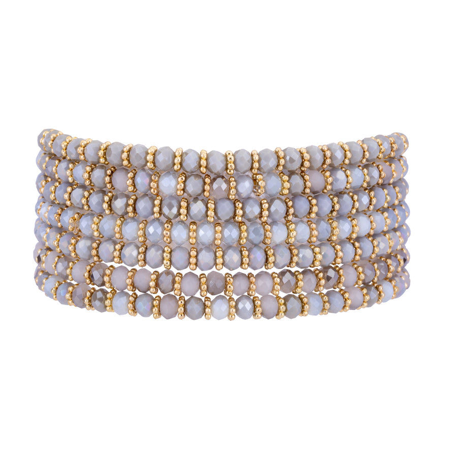Venus Crystal Elasticated Bracelet - Gold & Grey