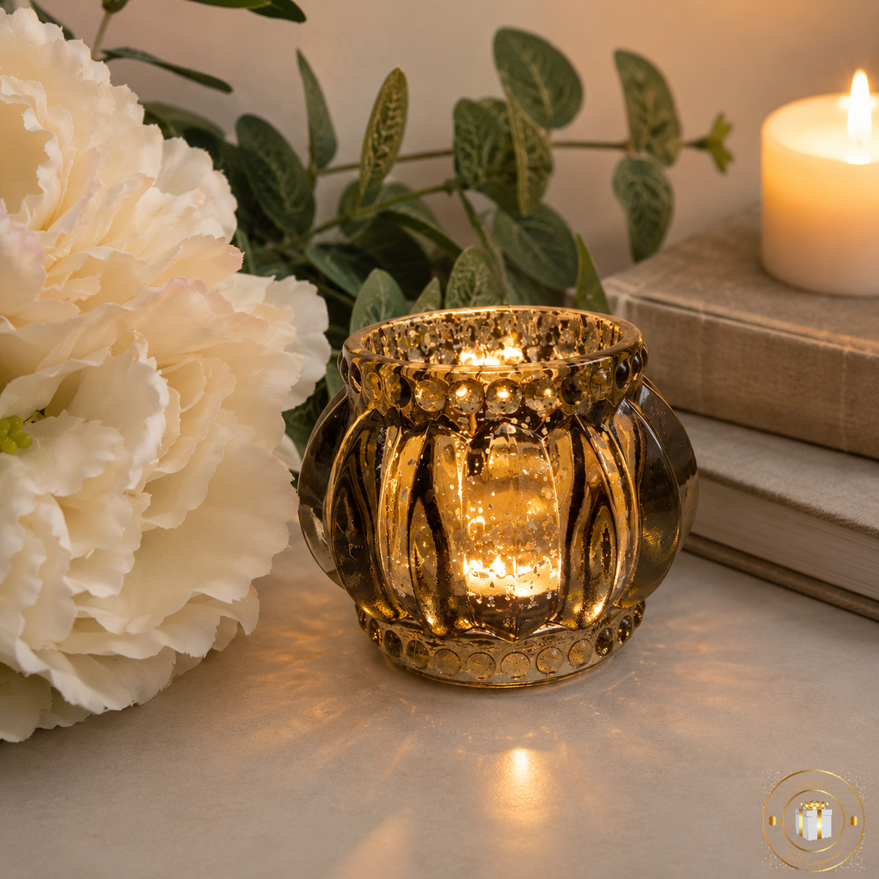 Glass T-Light Holder - Bronze