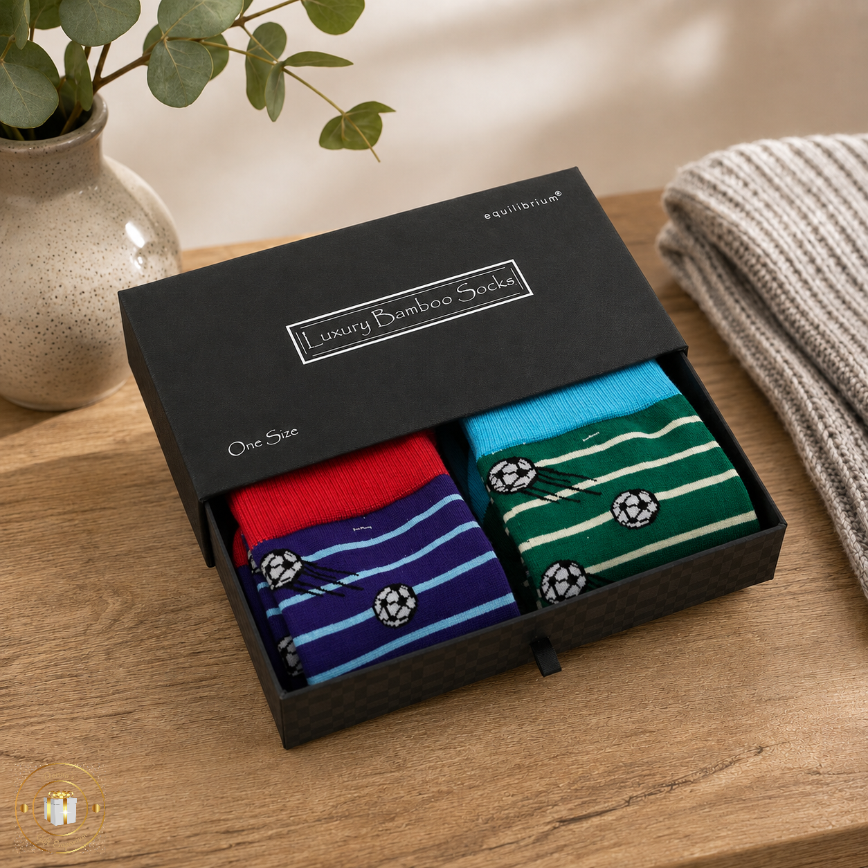 Men's Bamboo Socks Gift Box - Football