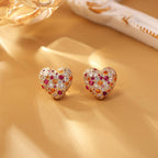 Sparkling Heart Earring in Multi & Gold