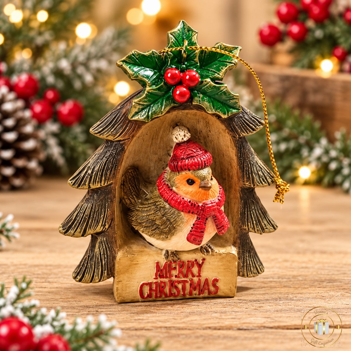 Merry Christmas Robin Tree Hanging Decoration