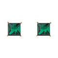 Emerald Green Square Diamanté Stud Earrings