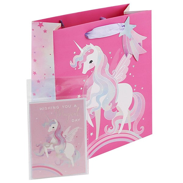 Magical Unicorn Happy Birthday Card & Gift Bag Set