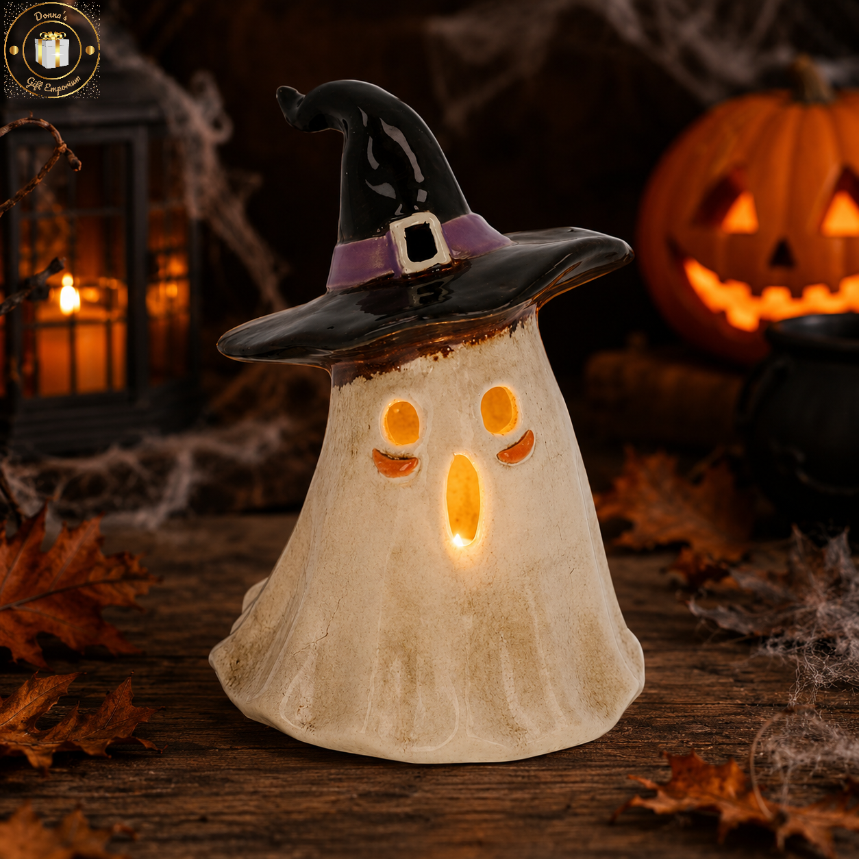 Village Pottery Ghost Tea Light Candle Holder