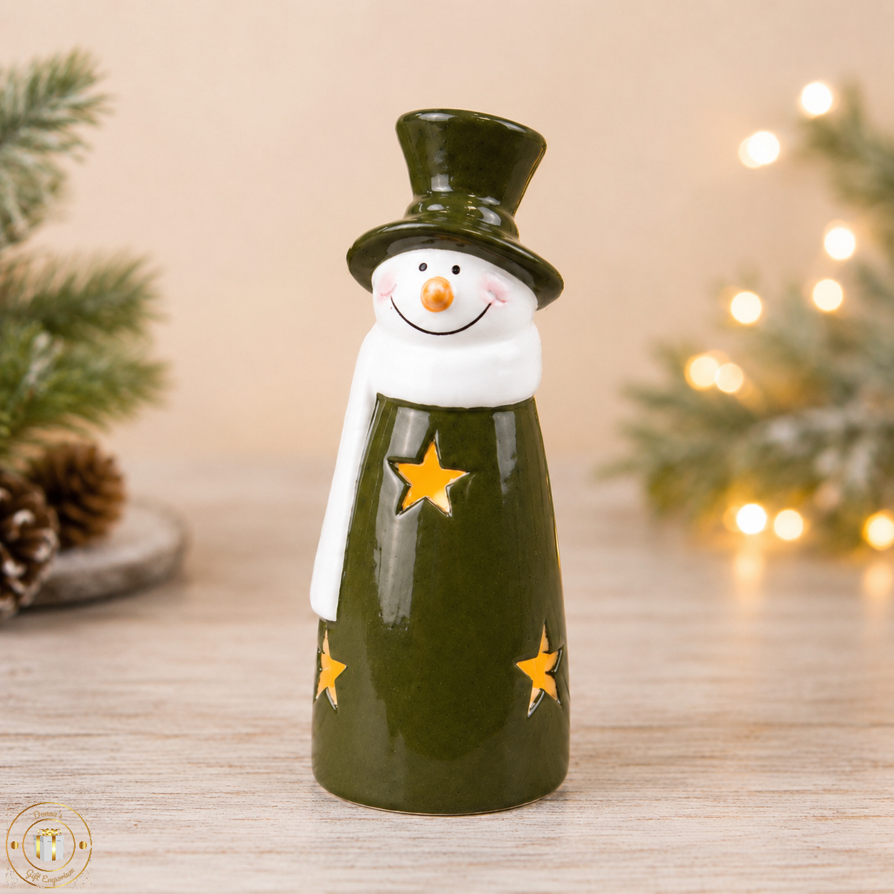 LED Green Snowman Christmas Decoration