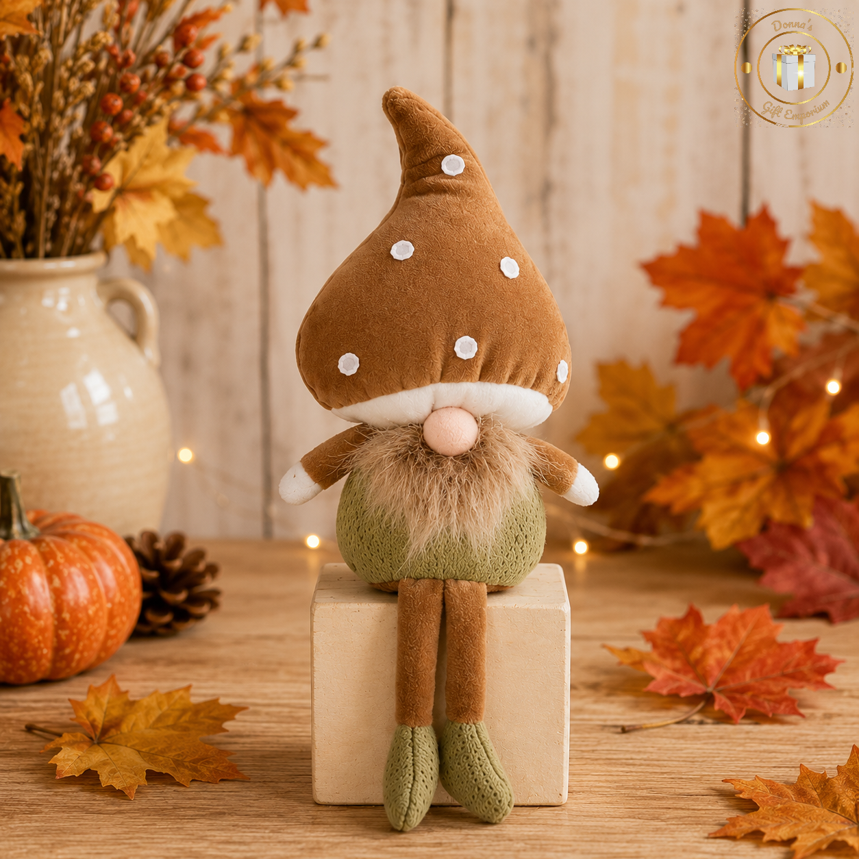 Autumn Woodland Mushroom Gonk - Shelf Sitter - Small