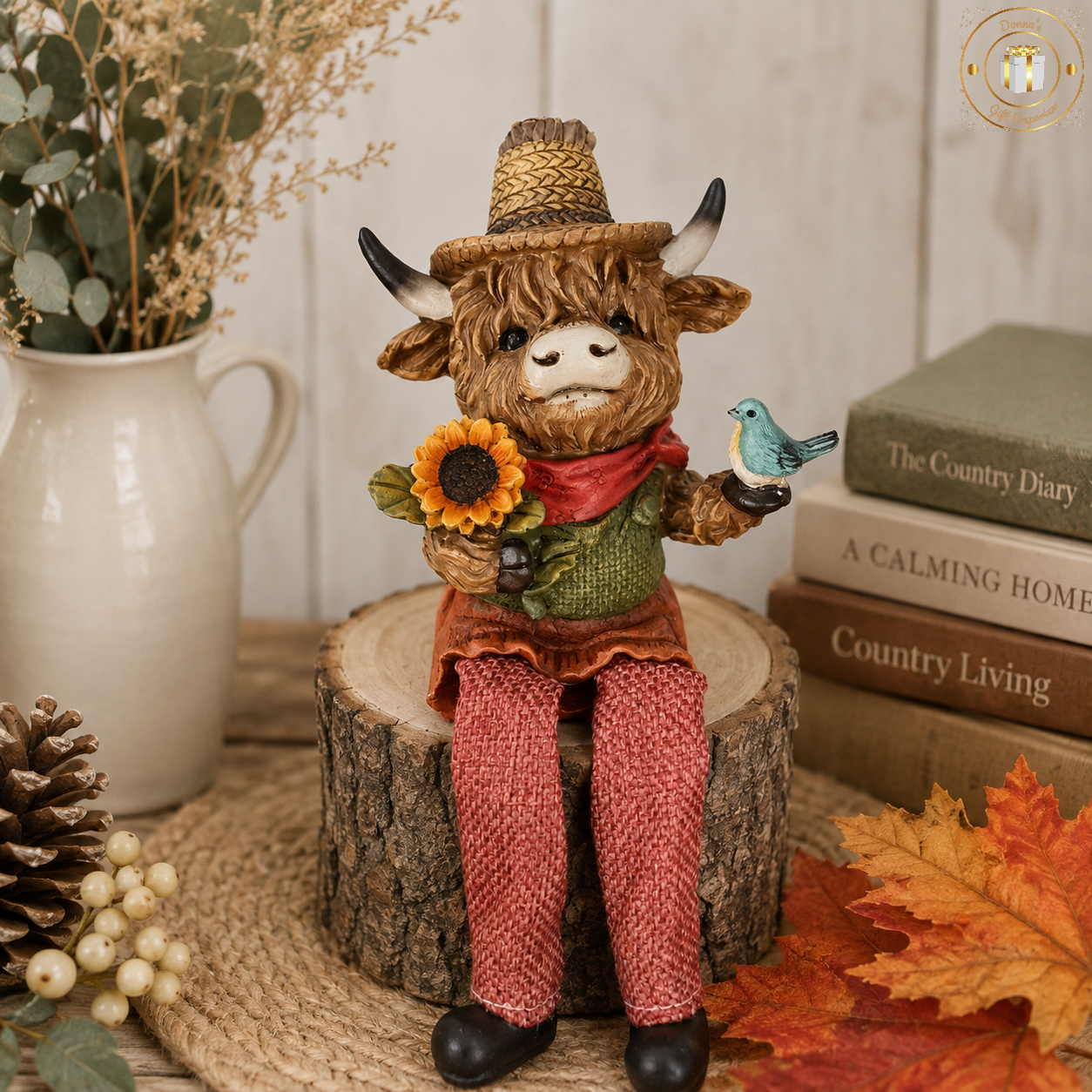 Autumn Highland Cow Shelf Sitter – 2 Designs