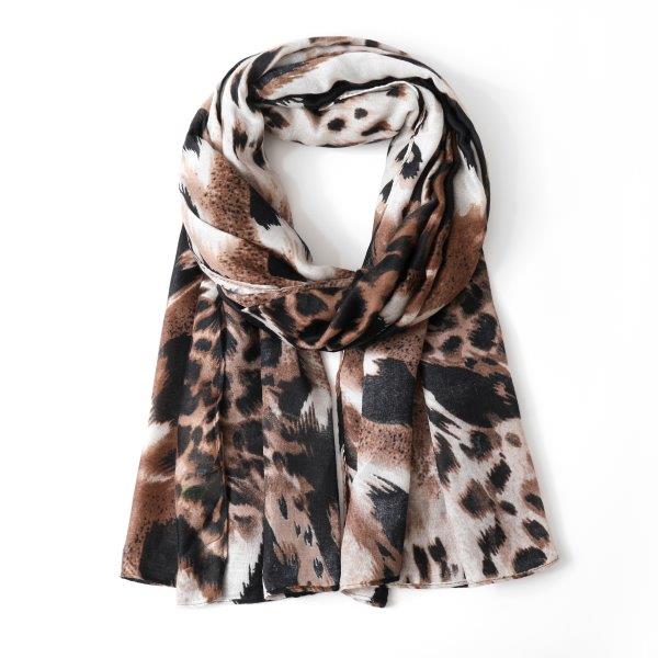 Eco Style - Leopard Print Scarf - Beige