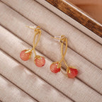 Front and  Back Natural Stone Berry Earring in Pink & Gold