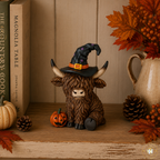 Witchy Halloween Highland Cows With Pumpkins