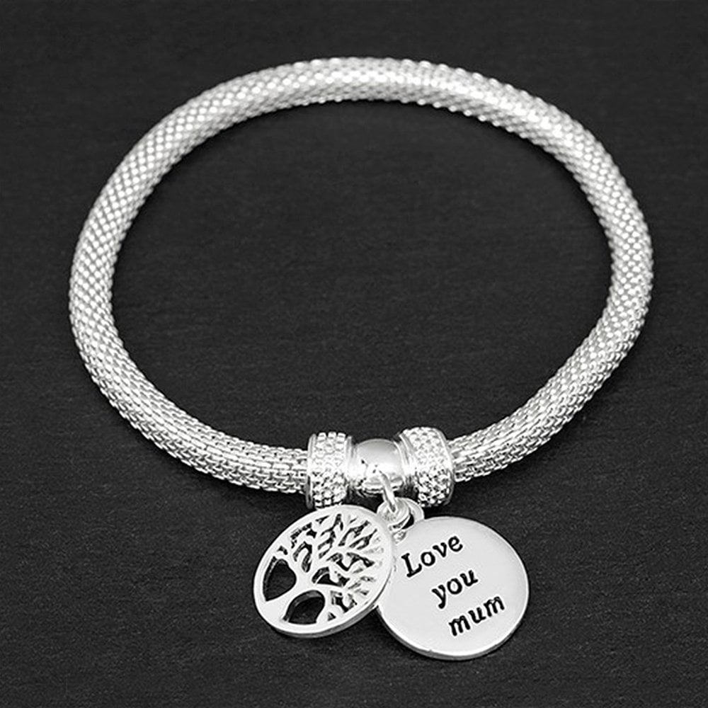 Equilibrium Silver Plated Mesh Tree Of Life Bracelet - Mum