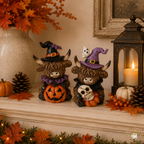 Halloween Highland Cow Ornaments – Pumpkin or Skull