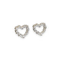 Textured Heart Outline Stud in Silver