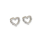 Textured Heart Outline Stud in Silver
