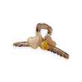 Double Heart Looped Claw Clip in Browns