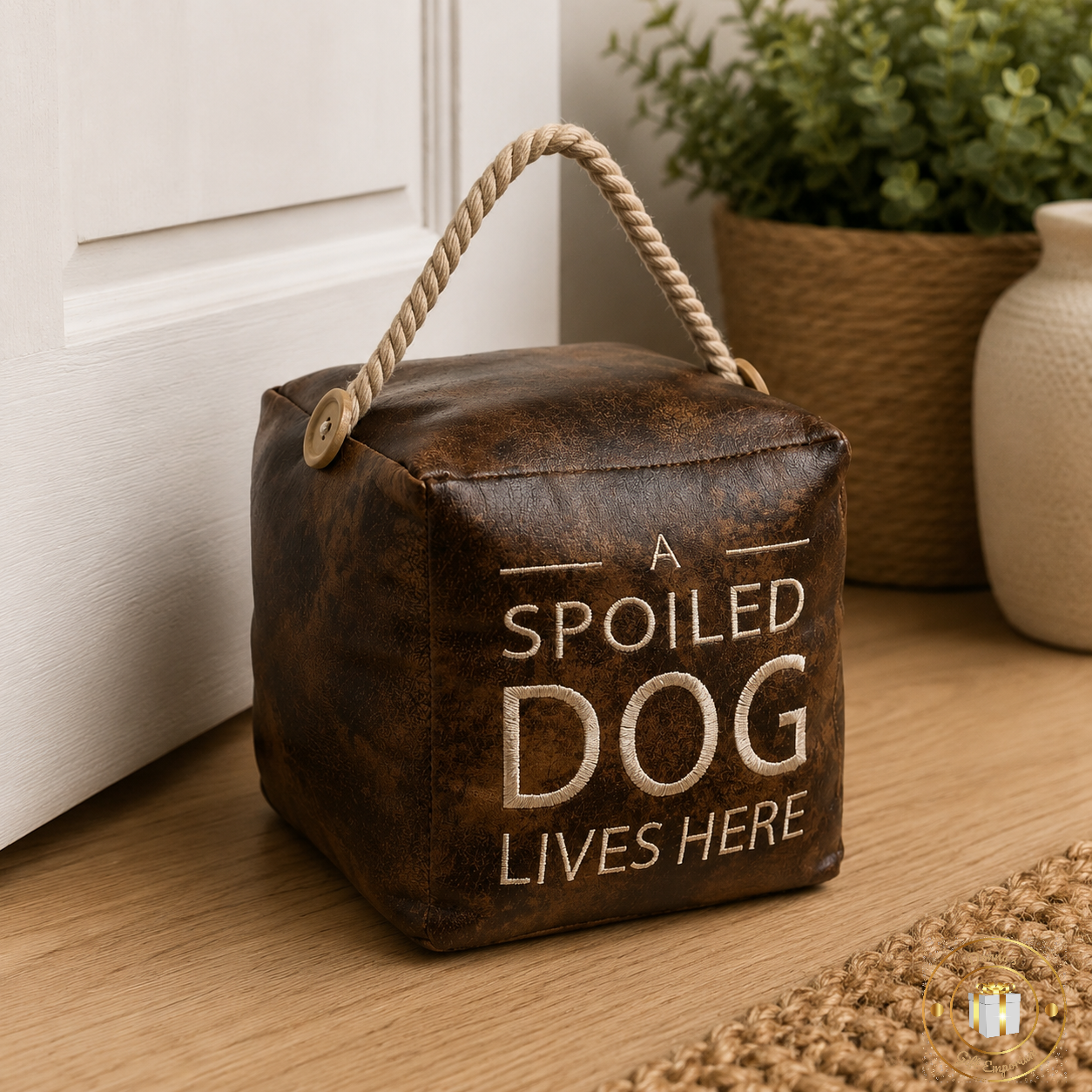 A Spoilt Dog Doorstop - Brown