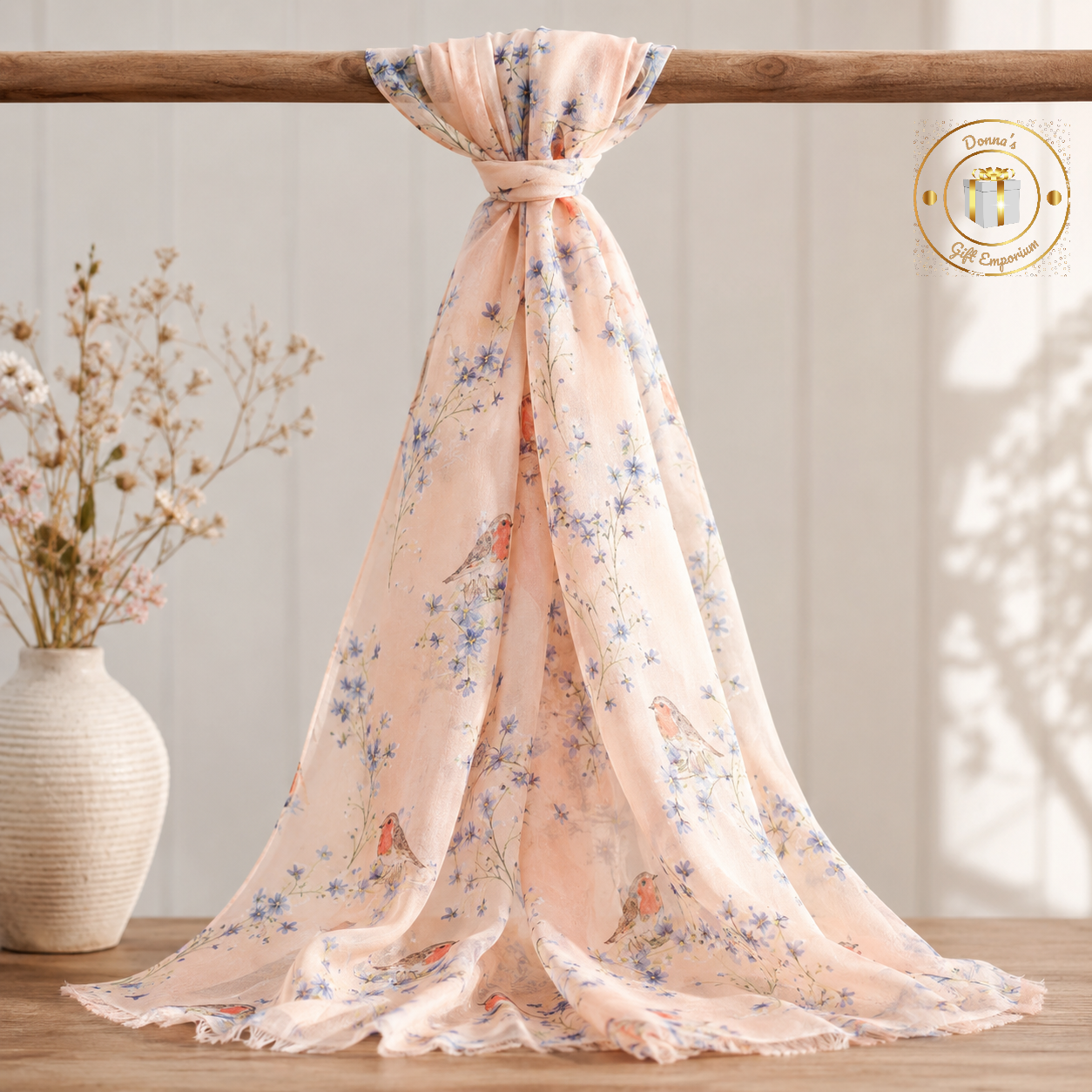 Robin & Forget Me Not Scarf