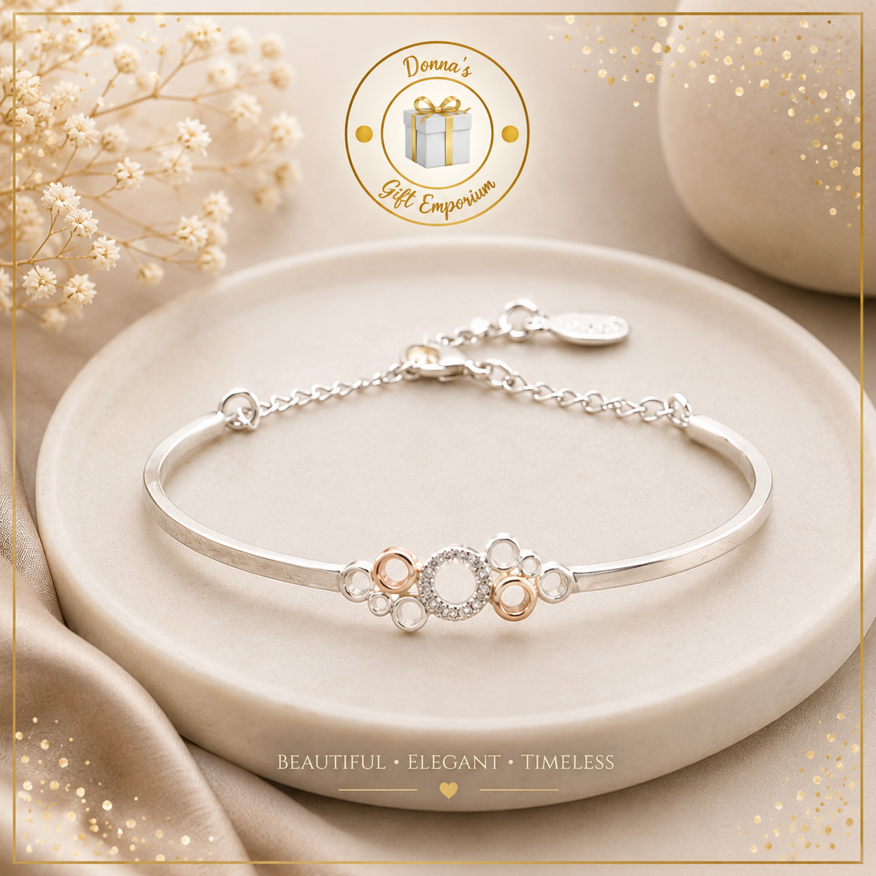 Polished Two Tone Circles Bangle