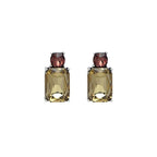 Mini Gem Earring in Silver with Light Amber & Mink