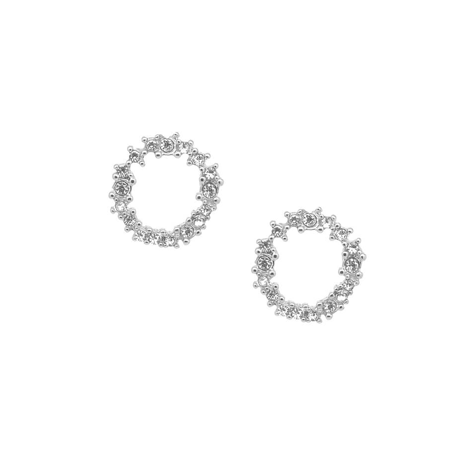 Crystal Cluster Circle Earring in Silver