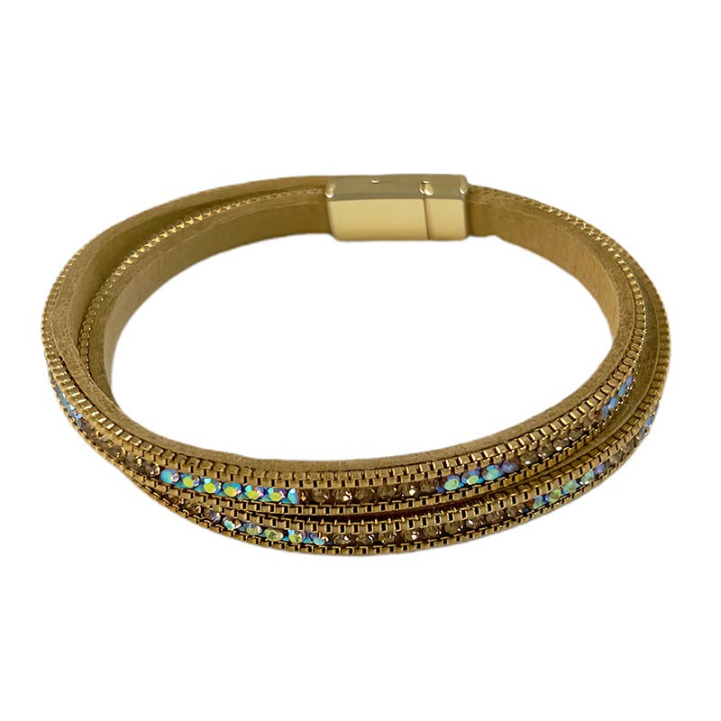 Wrap Multi Row Magnetic Bracelet in Caramel & Topaz