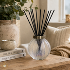 Large Glass Reed Diffuser Bottle & 50 Fibre Reeds - Clear Lustre
