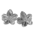 Large Textured Flower Earring in Silver