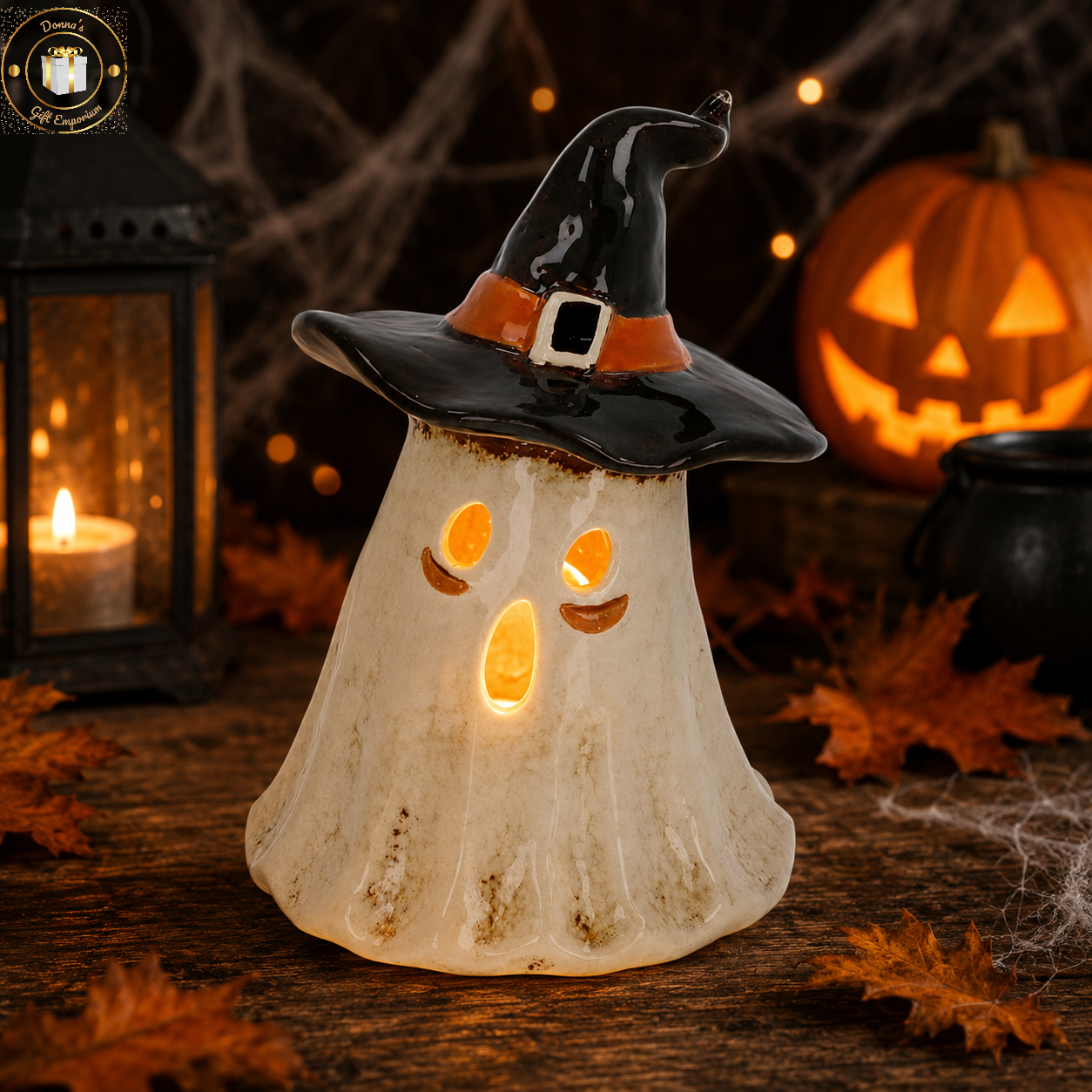 Village Pottery Ghost Tea Light Candle Holder
