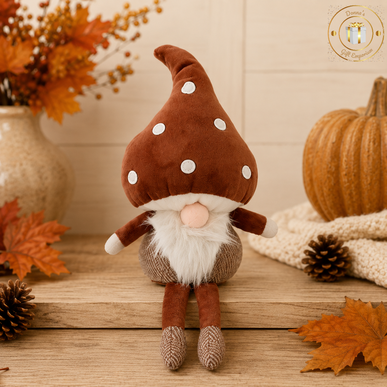 Autumn Woodland Mushroom Gonk - Shelf Sitter - Large