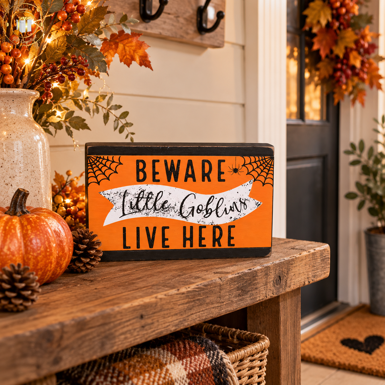 Little Goblins Live Here Wooden Block Sign 🎃