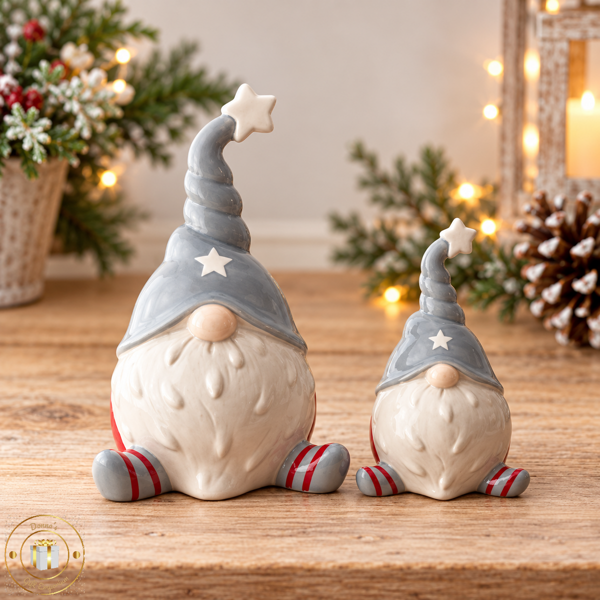 Ceramic Christmas Gonk Figurines – Set of 2