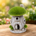 Whimsical Moss Roof Mushroom House Ornament