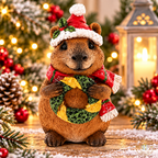 Christmas Capybara Ornament – Festive Woodland Decoration 8cm