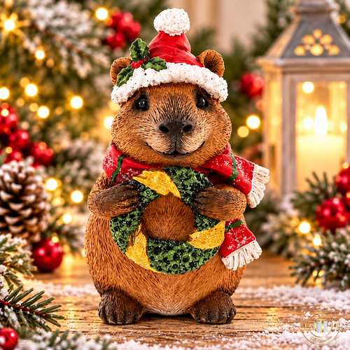 Christmas Capybara Ornament – Festive Woodland Decoration 8cm