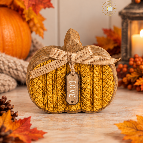 Autumn Knitted Effect Pumpkin - Cosy, Home & Love