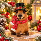 Christmas Capybara Ornament – Festive Woodland Decoration 8cm