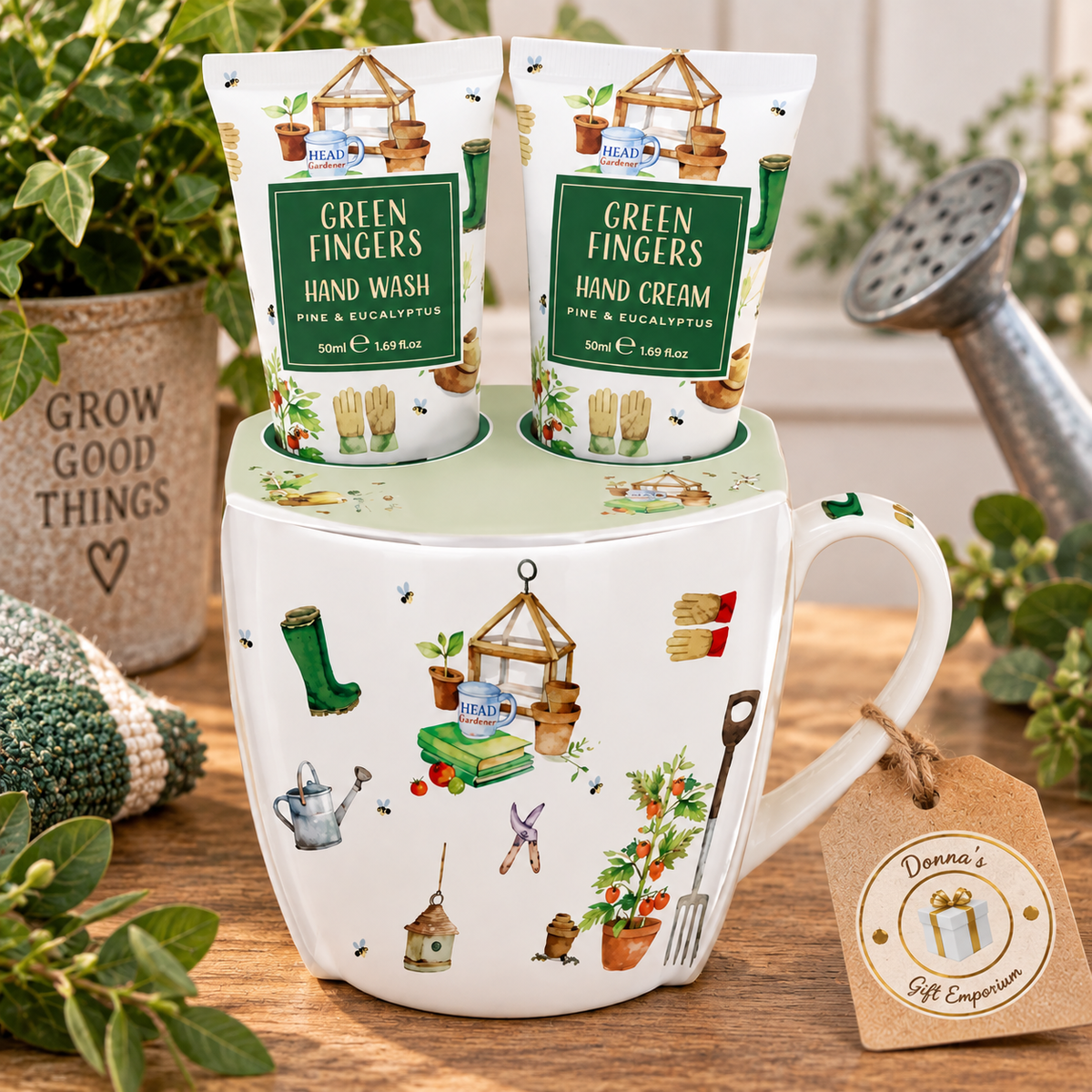 Green Fingers Hand Wash & Hand Cream In Breakfast Mug Gardening Gift Set