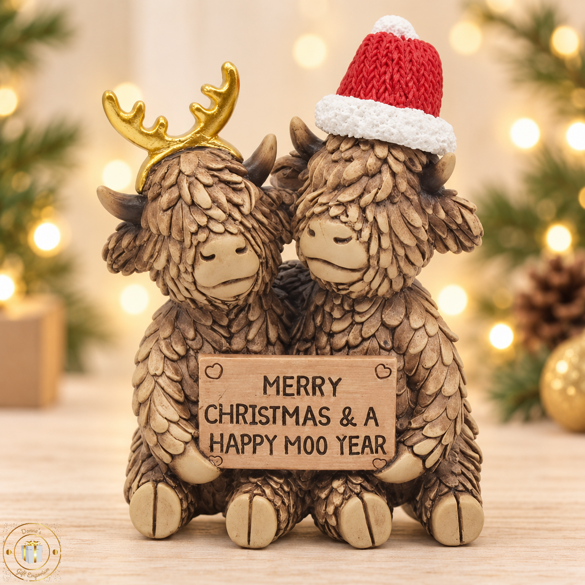 Merry Christmas &amp; A Happy Moo Year Highland Cow Couple