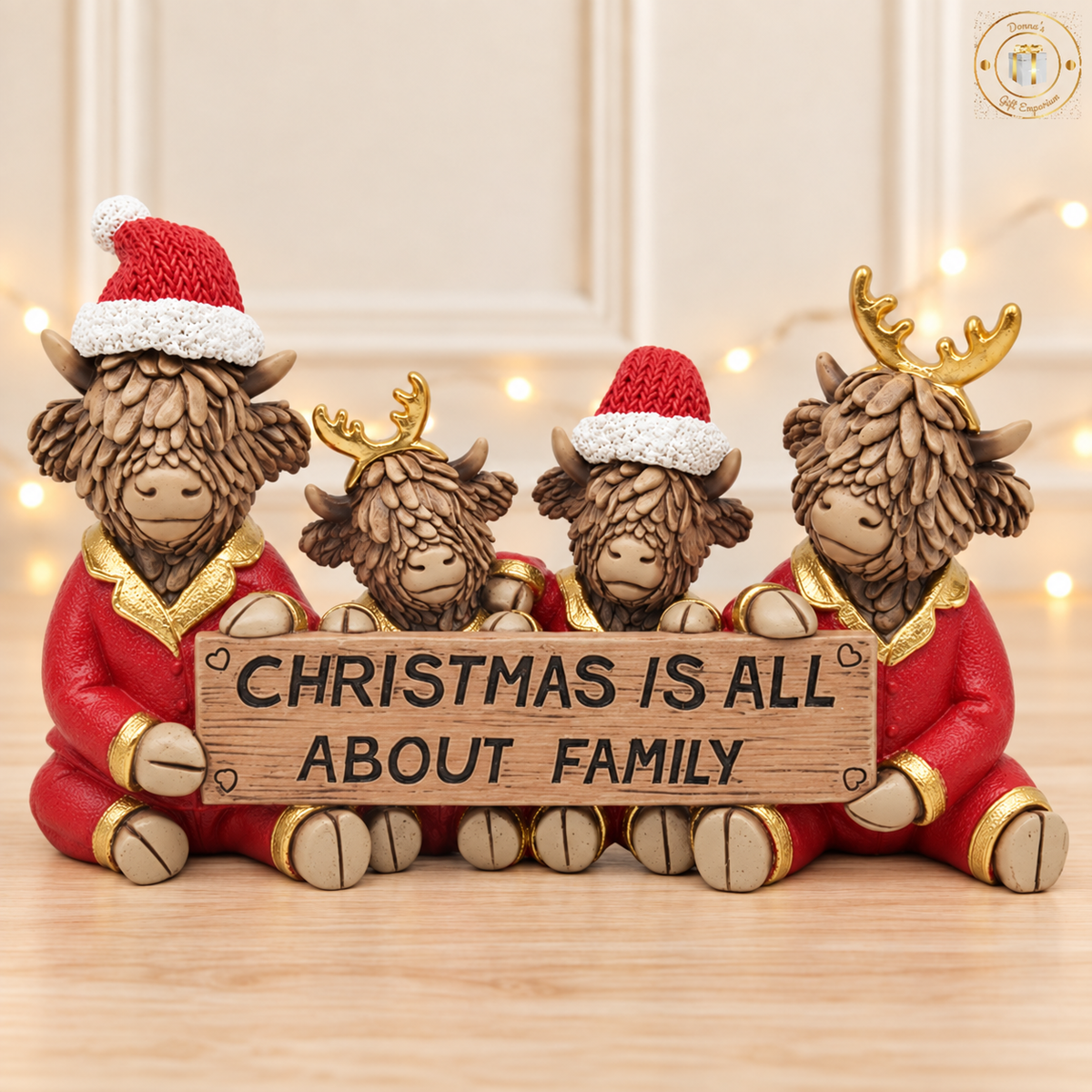 Christmas Is All About Family Highland Cow Ornament