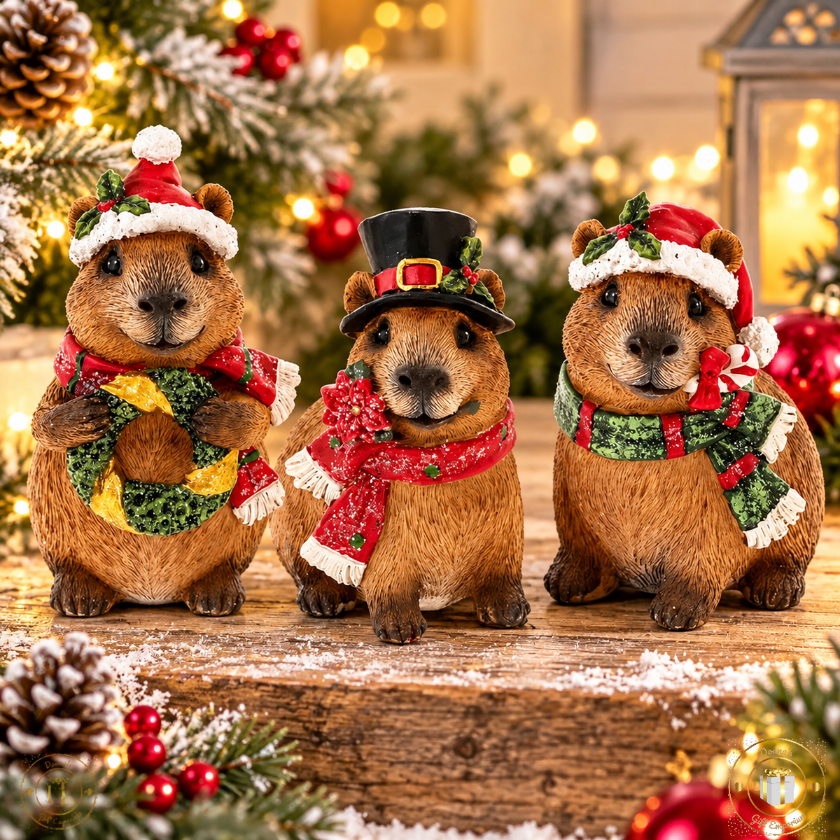 Christmas Capybara Ornament – Festive Woodland Decoration 8cm