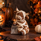 Halloween Highland Cow Figurines – Vampire, Witch & Mummy