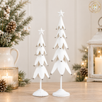 White Metal Christmas Trees - pair