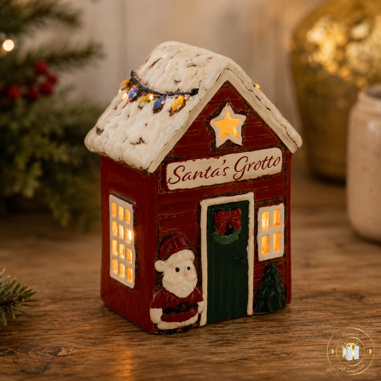 Village Pottery Santa’s Grotto Tea Light Holder