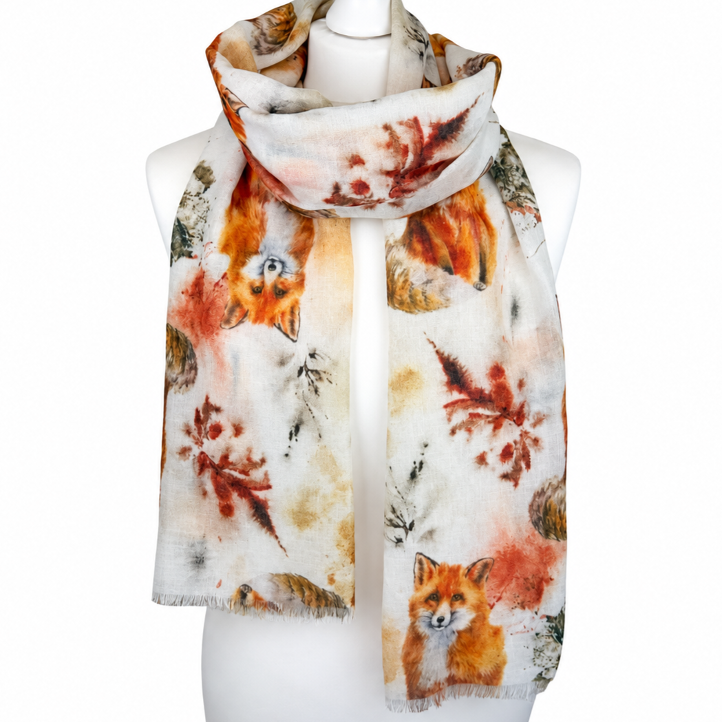 Autumn Woodland Fox Scarf - Lightweight