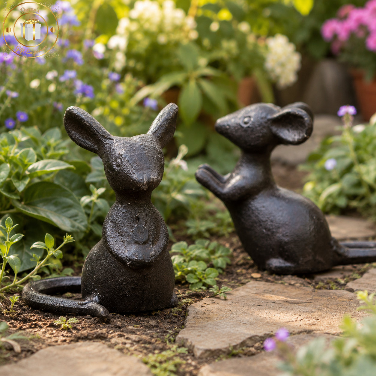Cute Rustic Cast Iron Mice - Pair